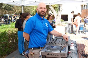 Principal Dylan Farris plays DJ one last time.
