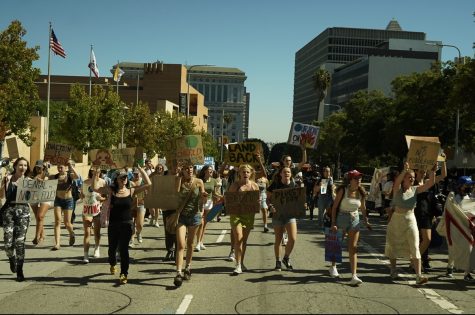 Protesters during the Youth Climate Strike LA; Taken by Sam Steiner from CCHS