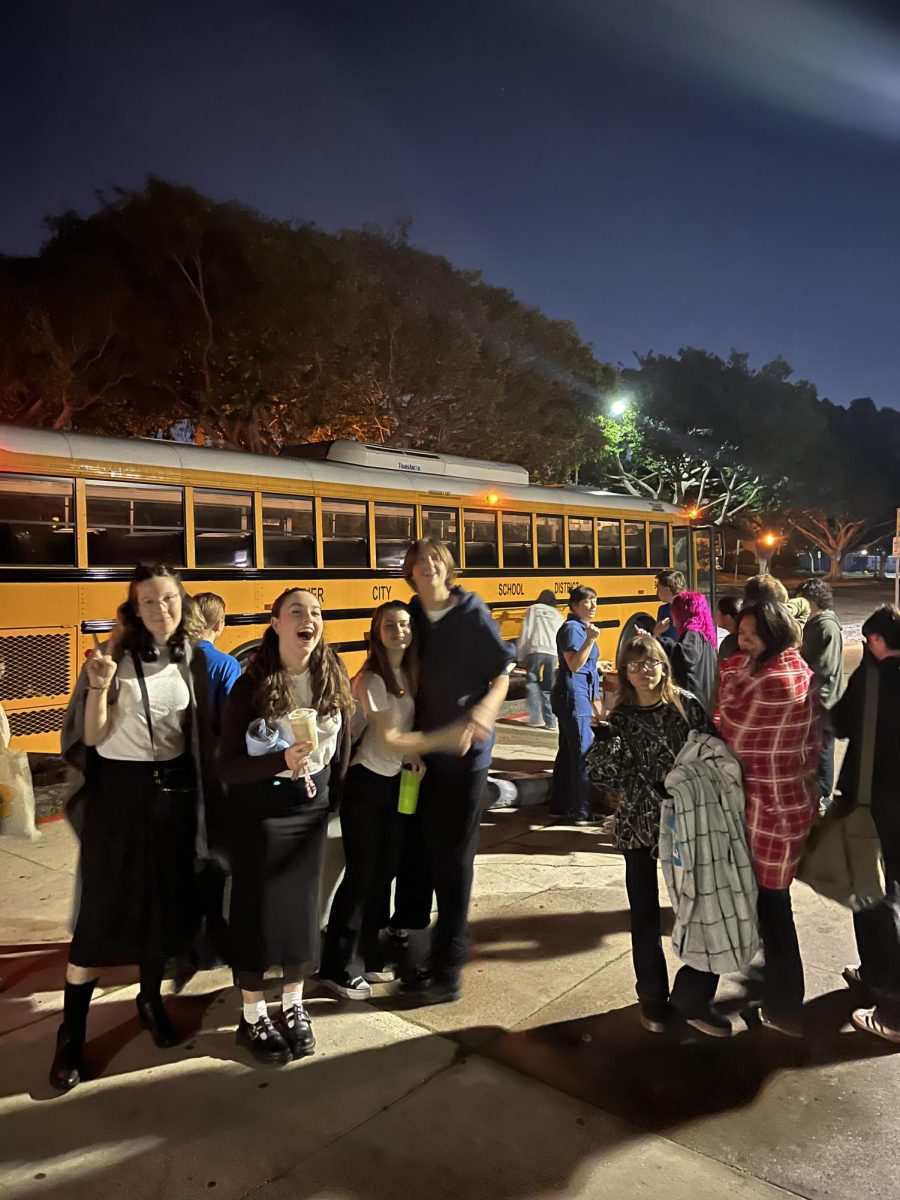 Members of AVPA Theater boarding the bus to the DTASC Festival.