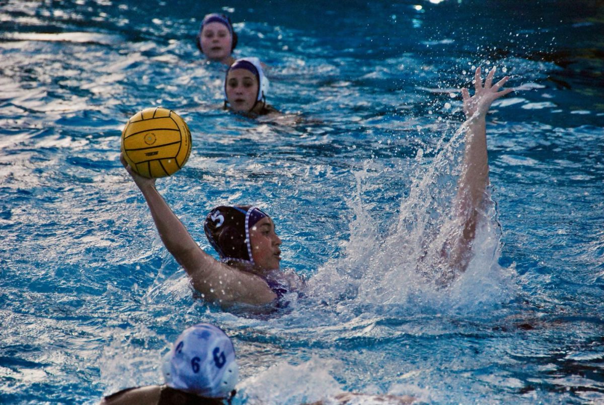 Members of the Girls Varsity Water Polo team at a recent game.